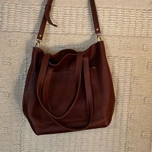 Portland Leather tote in Nutmeg
